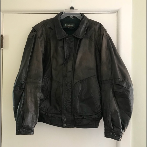 Savile Row Mens Black Leather Jacket 